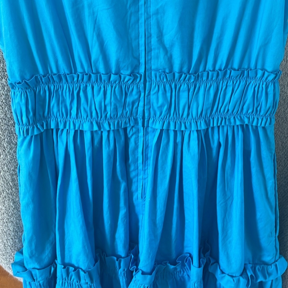 Lilly Pulitzer Elina Stretch Cotton Dress Tiered Ruffle In Blue Size 0 - Picture 9 of 9